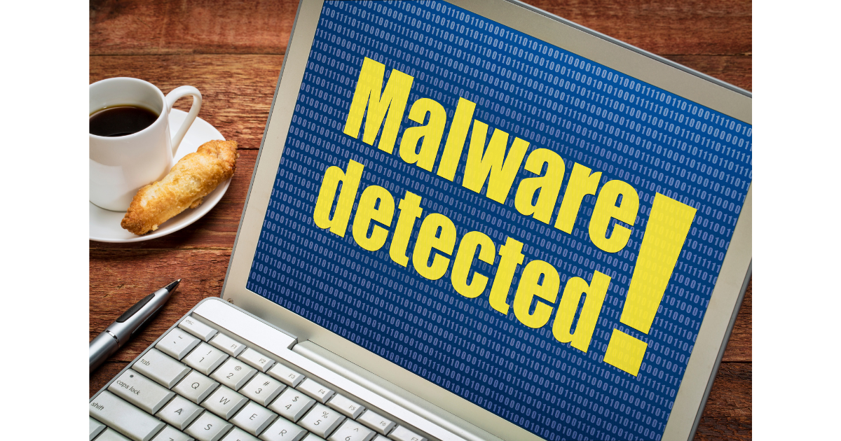 image of laptop with "malware" on the screen