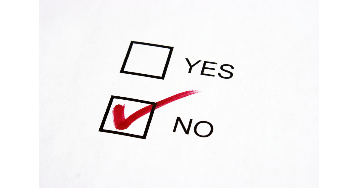 Yes and No checkboxes, with the No checkbox checked